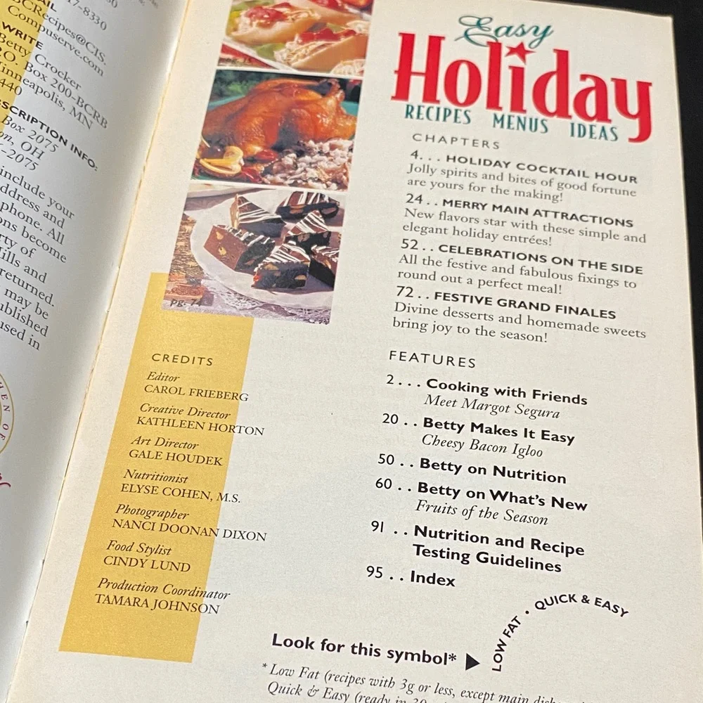 Betty Crocker Festive holiday cookbook magazine Recipe Collection